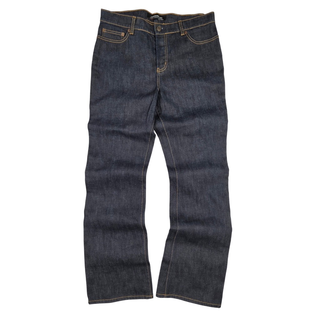 London Jean Dark Wash Stretch Straight Leg Button Fly Jeans Size 10